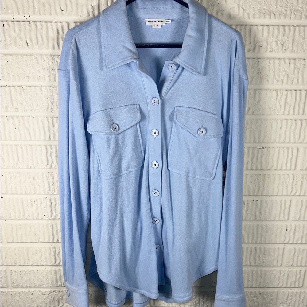 Good American Light Blue Terry Cloth Top NWT
